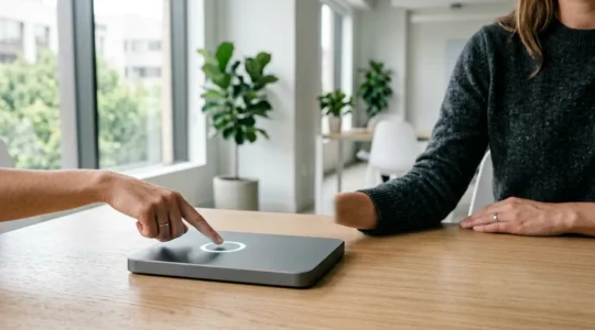 Interface utilisateur moderne avec éléments interactifs et feedback visuel dynamique