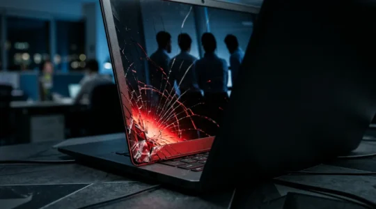 Écran d'ordinateur affichant un cadenas ouvert rouge symbolisant un site non sécurisé