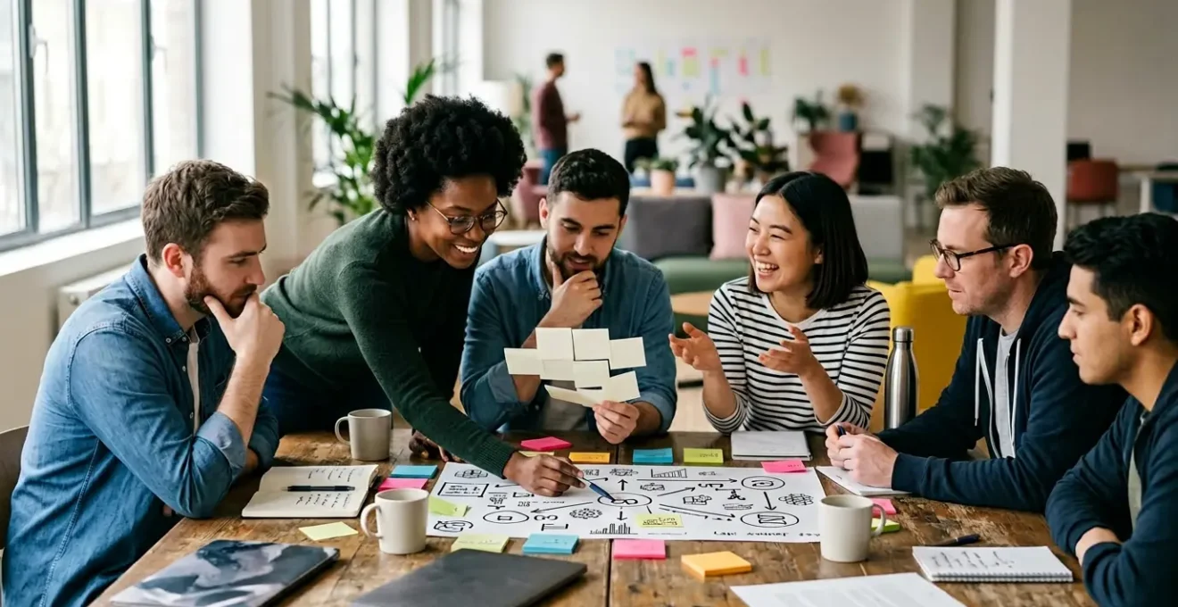 Équipe startup analysant des données utilisateurs lors d'une session de travail collaborative