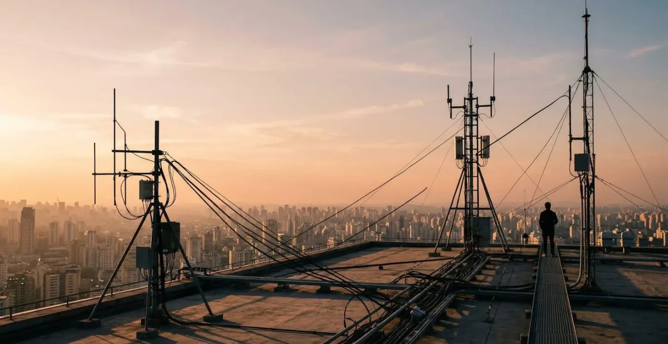 Environnement urbain montrant la différence de connectivité réseau