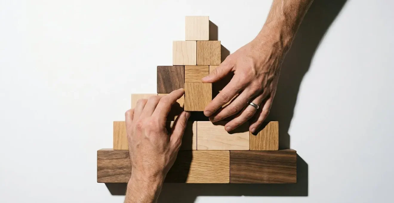 Métaphore visuelle d'une plateforme de marque en construction pour une startup