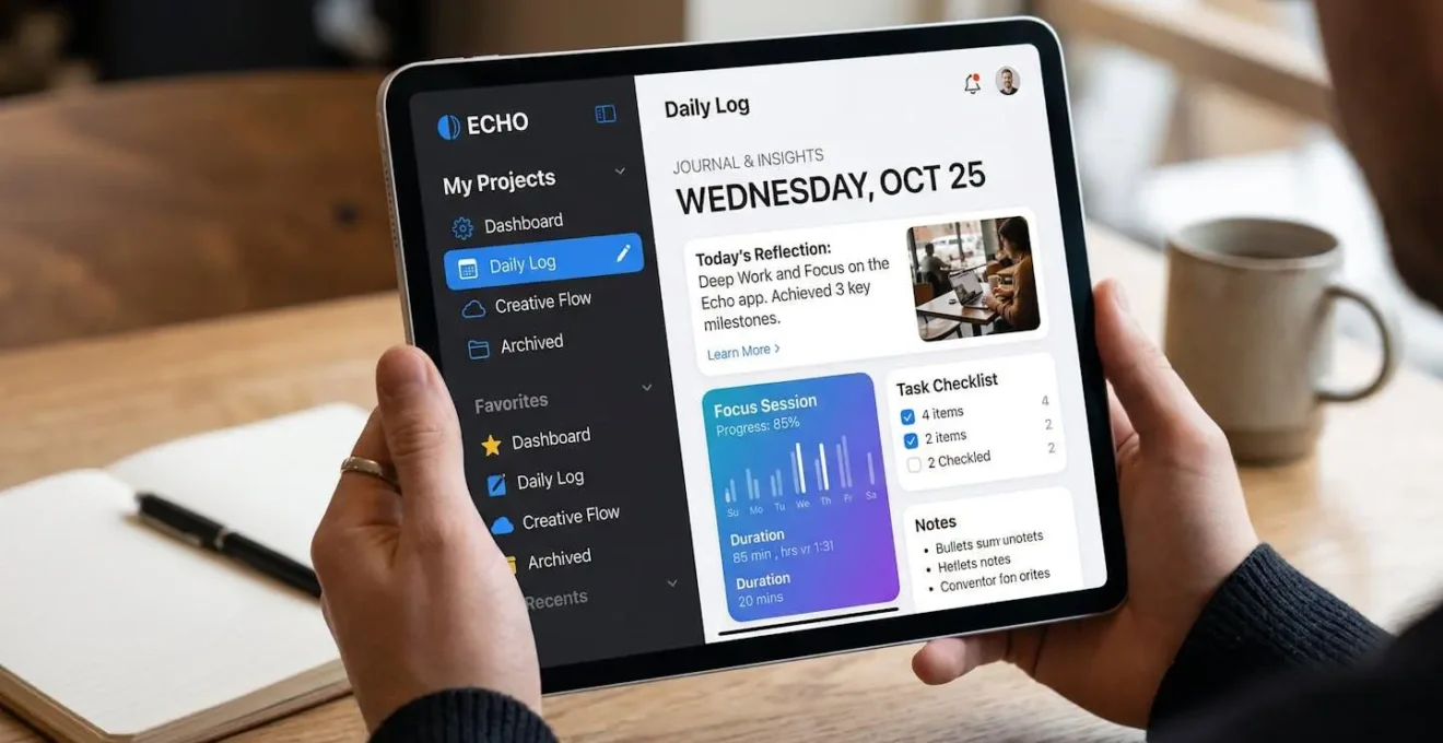 Tablette en mode portrait montrant une mise en page asymétrique optimisée